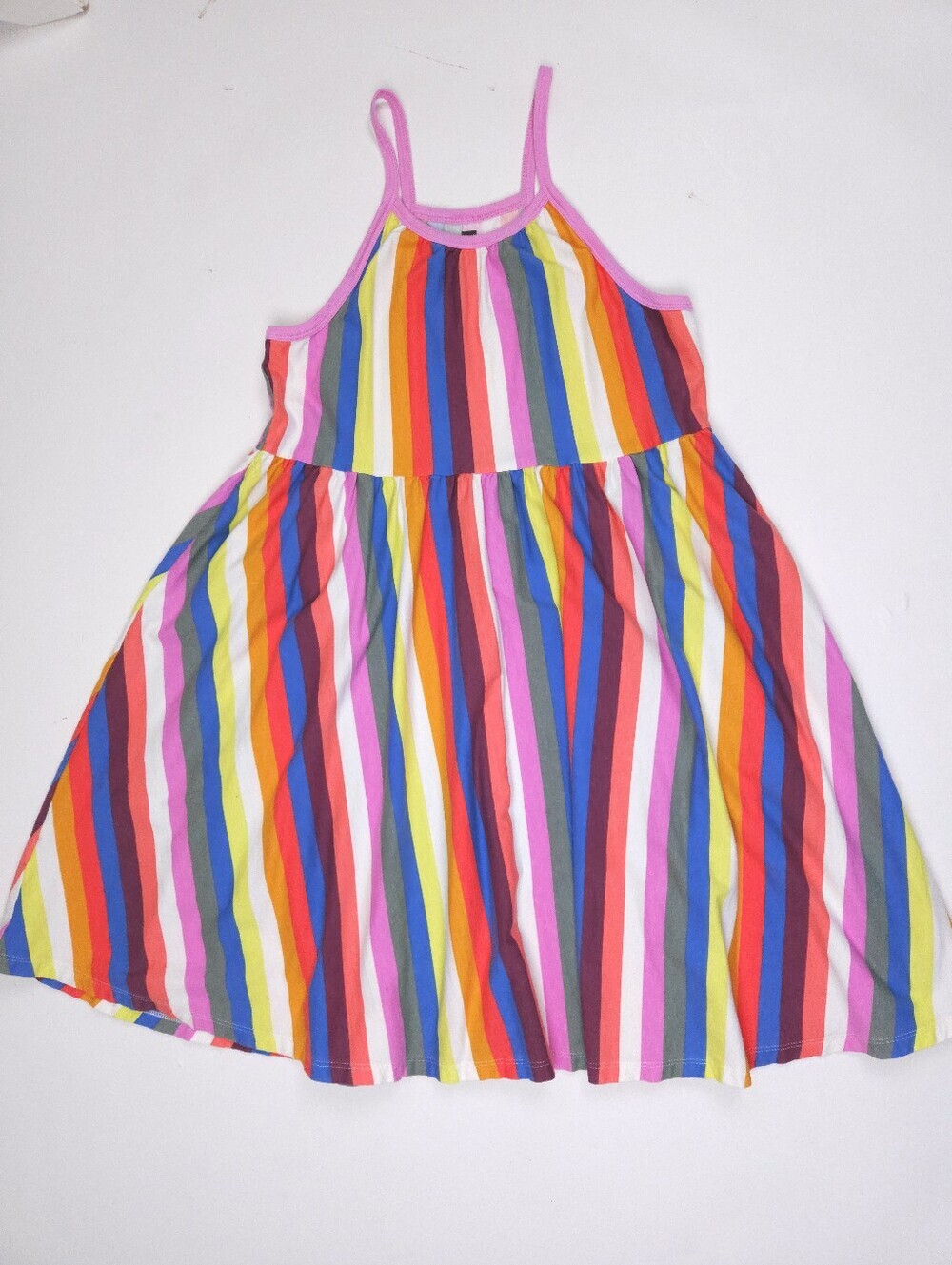 Tea Collection Lisbon Rainbow Stripe Cotton Summer Swing Dress Girls Size 16